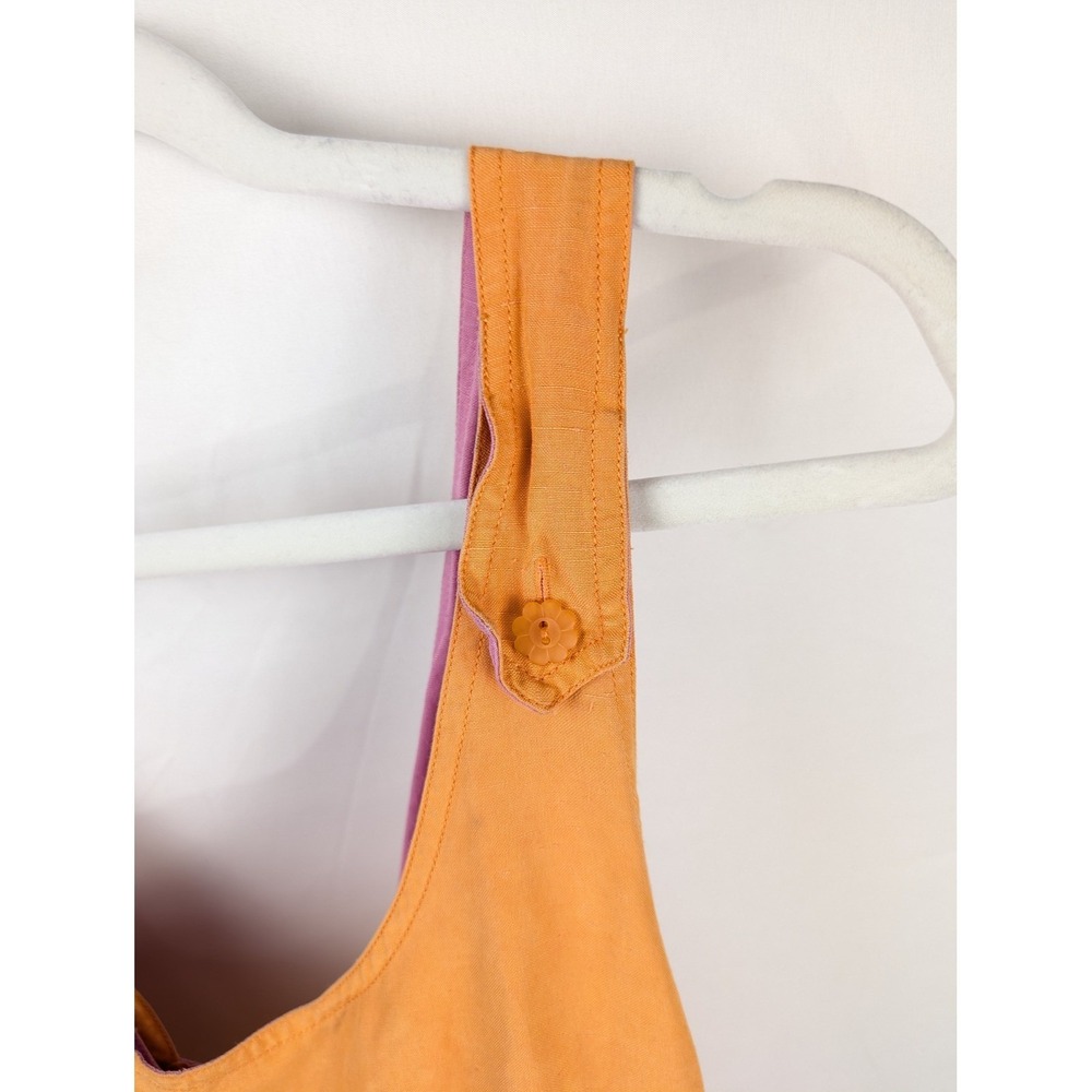 Vtg Y2K Silk Linen‎ Sleeveless Maxi Dress Sz 12 Orange Cottagecore Euro Coastal - Picture 5 of 9